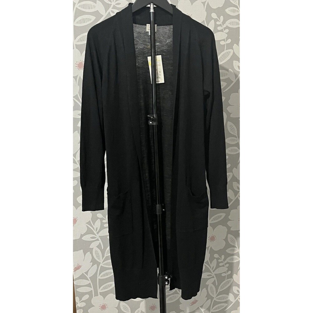 A New Day Women’s Black Solid Knit Open Front long Cardigan Sweater
